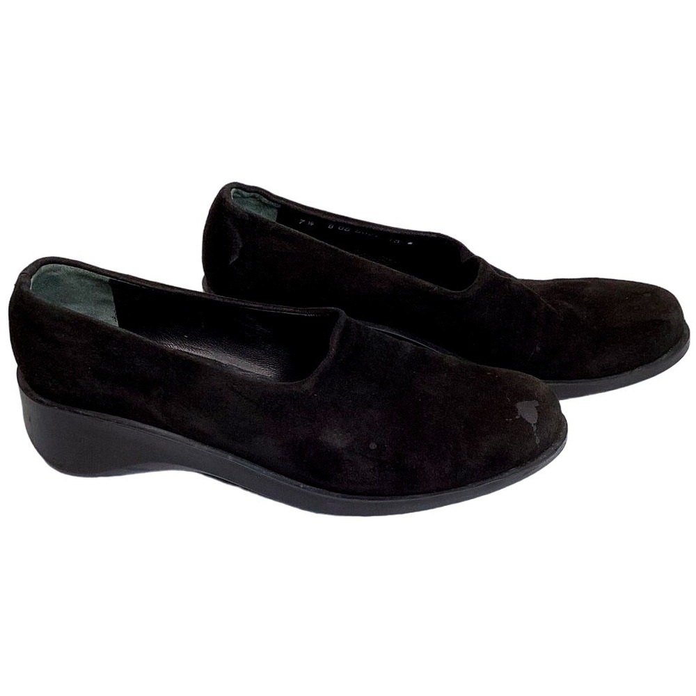 Robert Clergerie Paris Platform Loafers Women 7.5 Black Vintage Suede Slip On - Picture 4 of 8